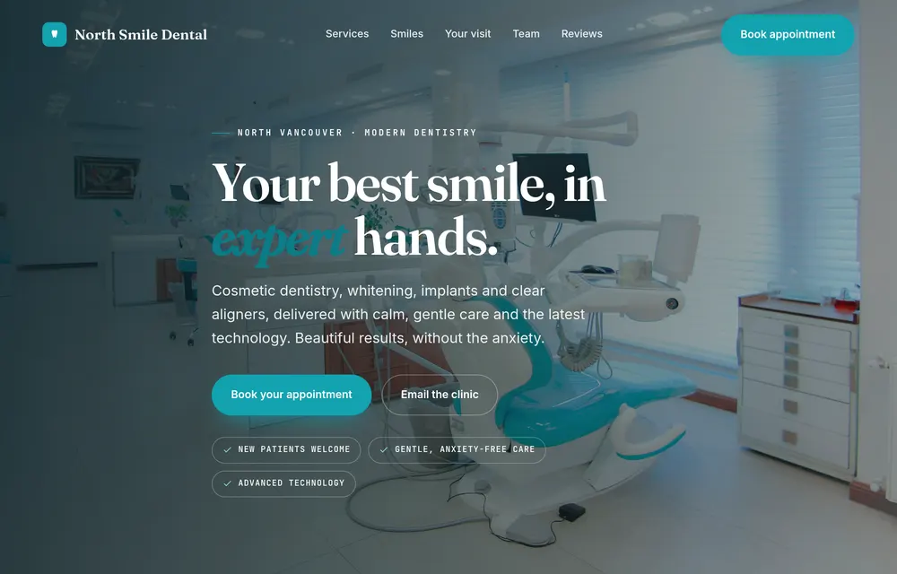 North Smile Dental landing page preview