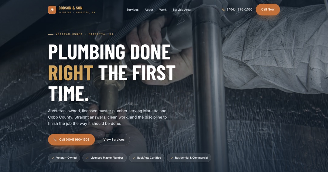 Previa da pagina Dodson & Son Plumbing