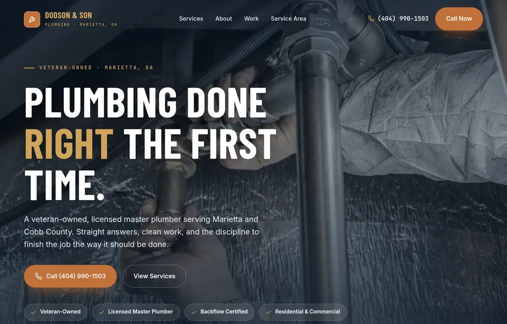 Dodson & Son Plumbing landing page preview