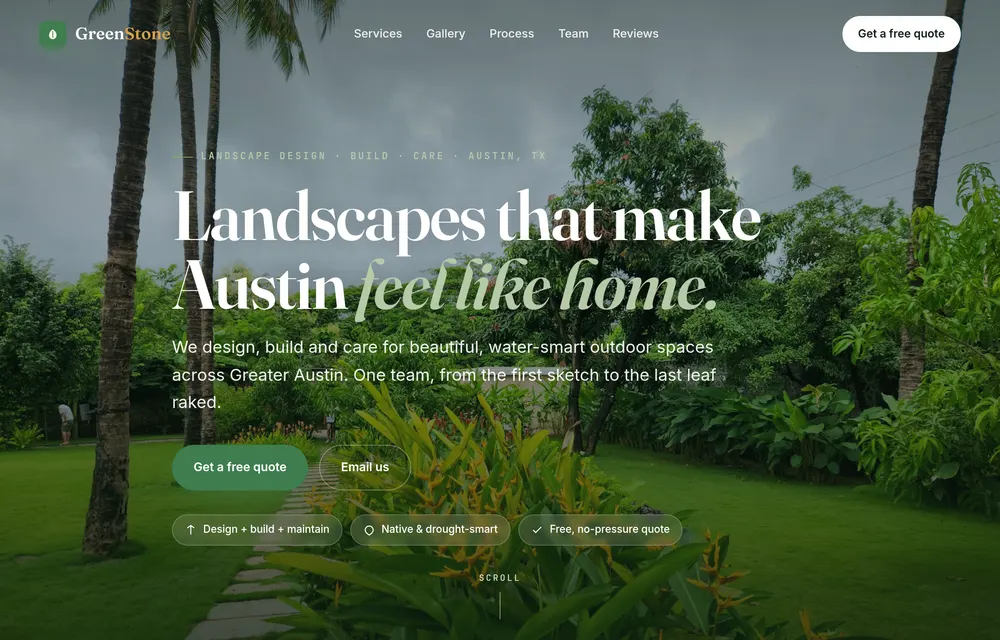 GreenStone Landscaping landing page preview